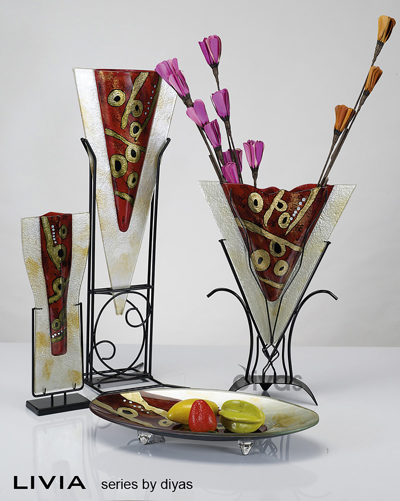 Livia Glitter Art Glassware Diyas Home Vases